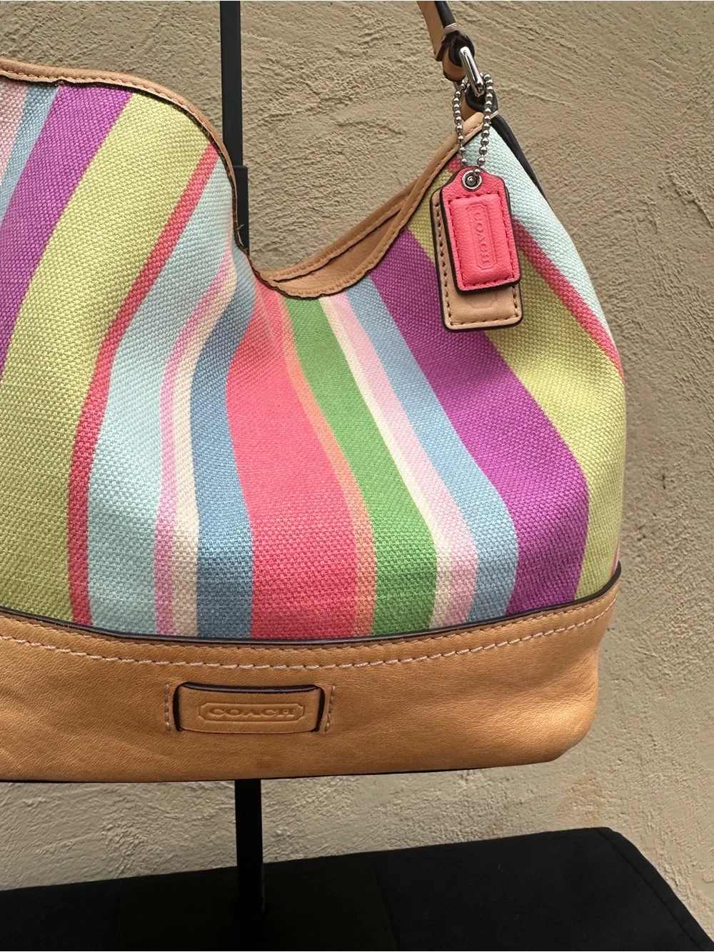 🍭Y2K Coach Hamptons Legacy Striped Canvas Hand Bag 🍭 - Picture 2 of 8